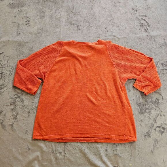 J Jill Top Shirt Womens Medium Petite Orange Linen Blend Open Sleeve Knit Casual - Picture 10 of 11